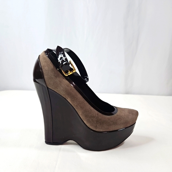 Gianmarco Lorenzi Shoes - Gianmarco Lorenzi Brown Suede Platform Heels Size 37